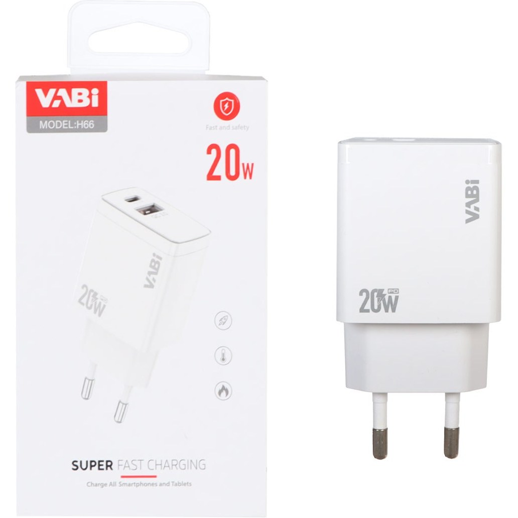 شارژر دیواری فست دو پورت VABI مدل H66 20W