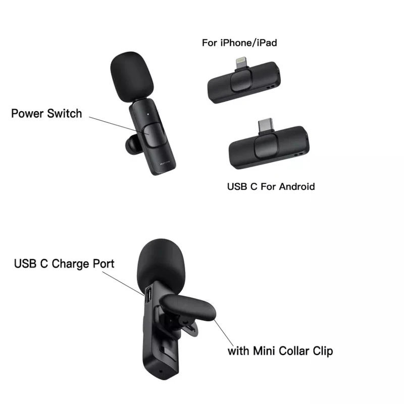 میکروفن یقه ای بی سیم مدل K9 Dual Type-C