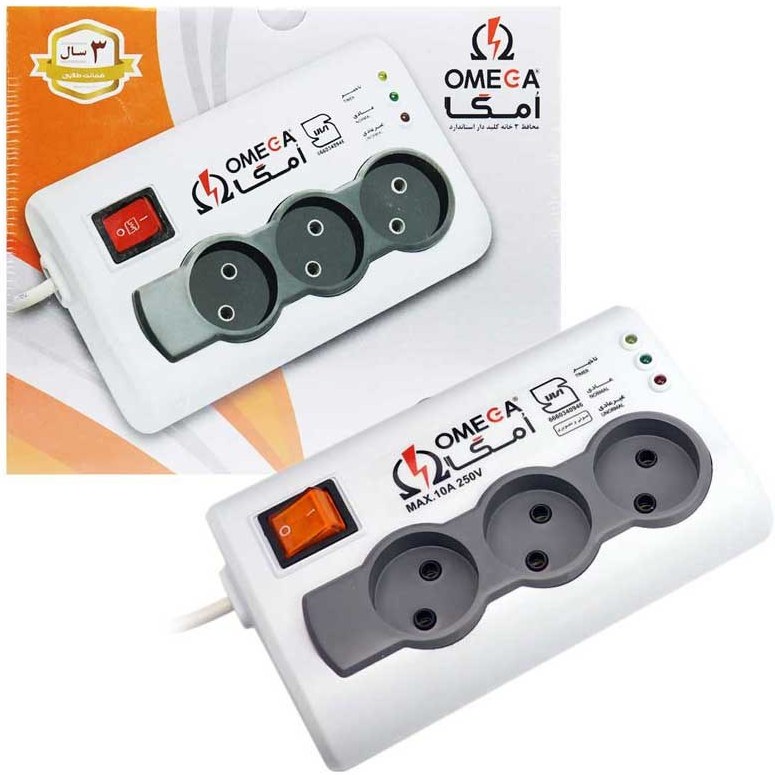 محافظ برق ۳ خانه امگا مدل P3000  کابل ۱.۵ متری 