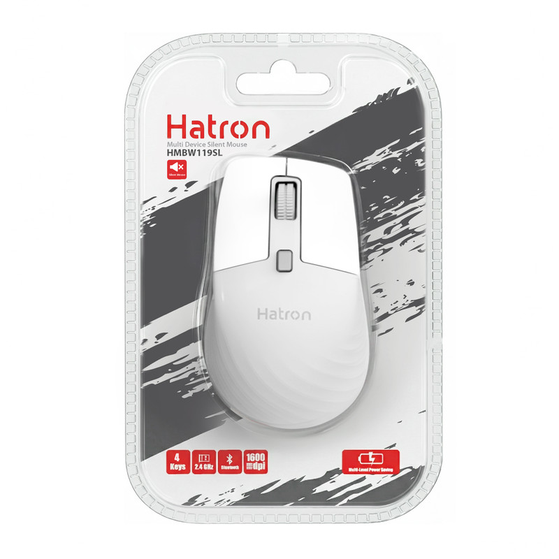 ماوس بی‌سیم هترون Hatron HMBW119SL سفید طوسی