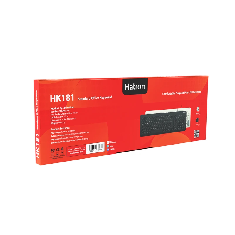 کیبورد با سیم هترون Hatron HK181 - نمای دوم