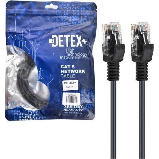 کابل شبکه DETEX CAT5 طول 2 متر – اتصال پایدار و پرسرعت برای استفاده خانگی و اداری