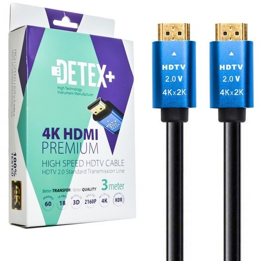 کابل HDMI با کیفیت 4K برند DETEX+ (به طول 3 متر)